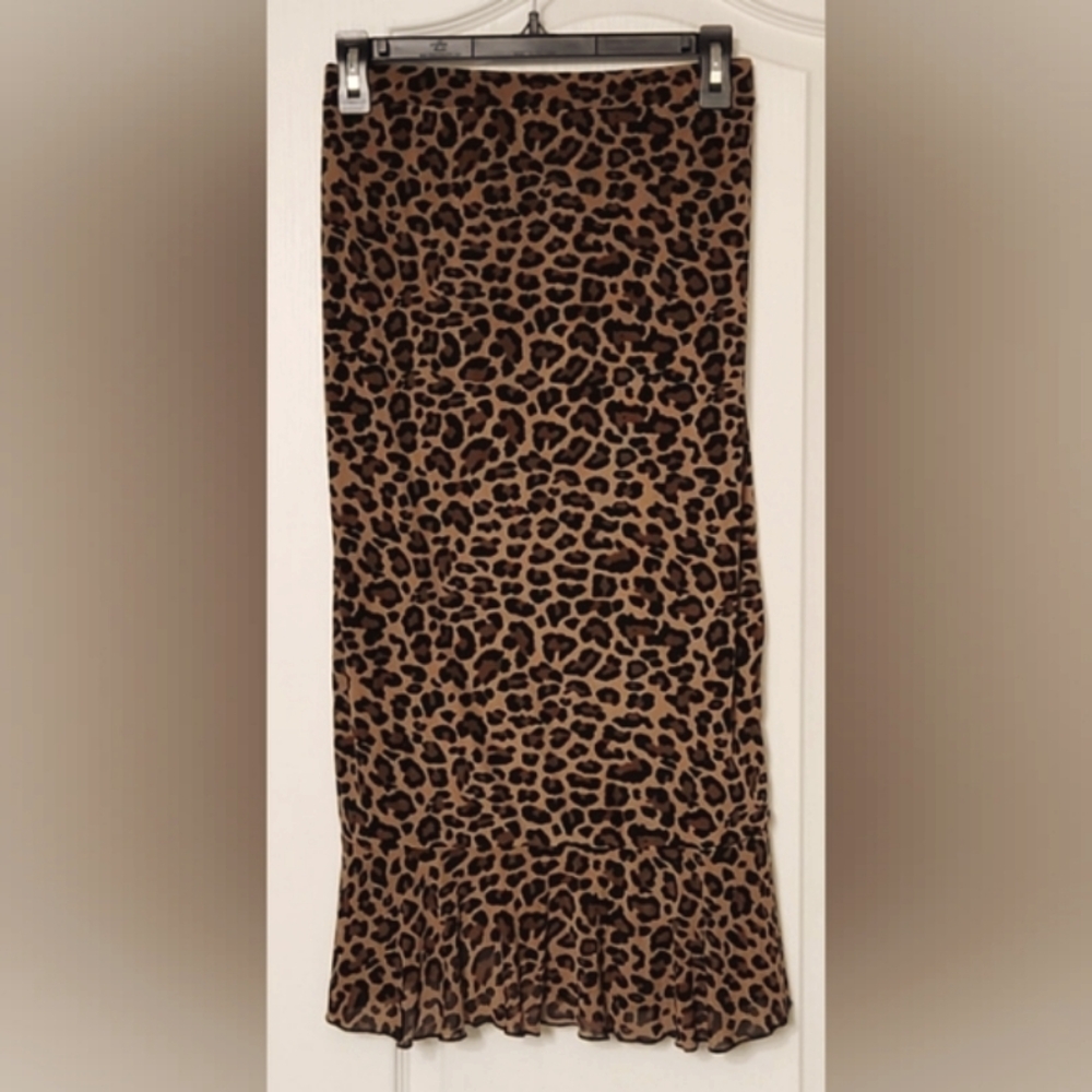NWT Ember Leopard Printed Black/Brown/Tan Midi Skirt, US Size XL - Picture 5 of 5